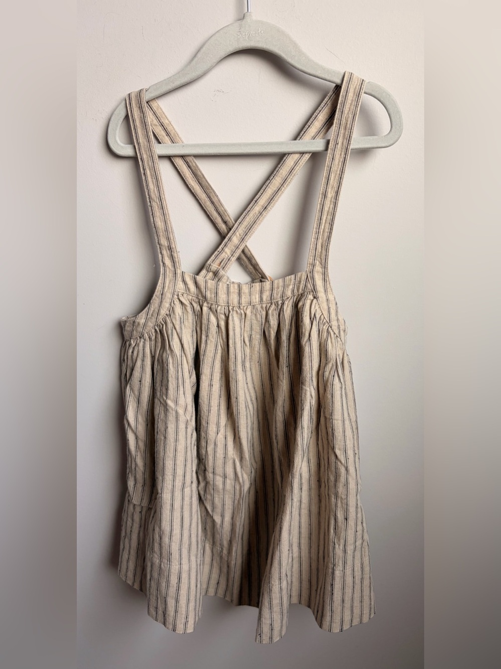 Soor Ploom Girls' Cream Striped Crossback Pinafore